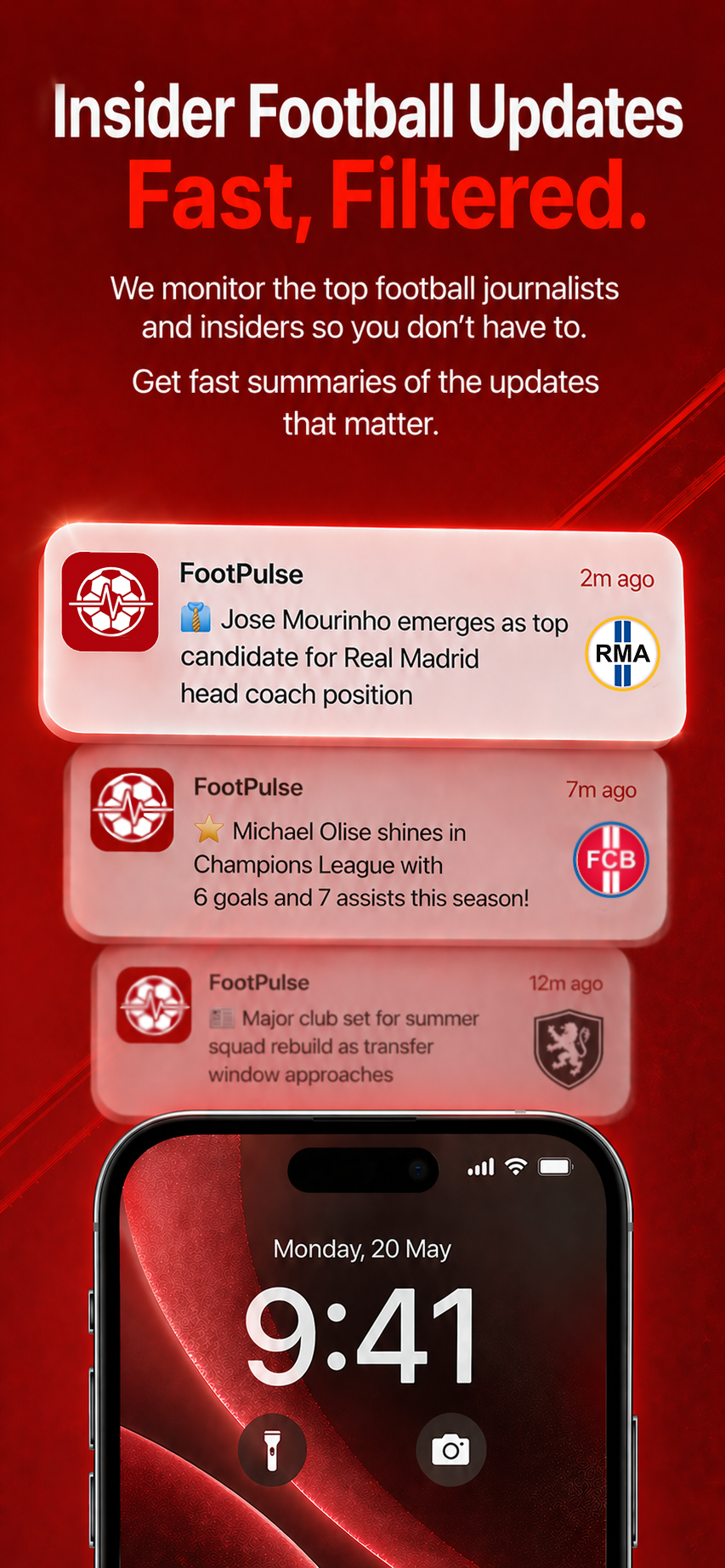 FootPulse mobile notification alerts screen